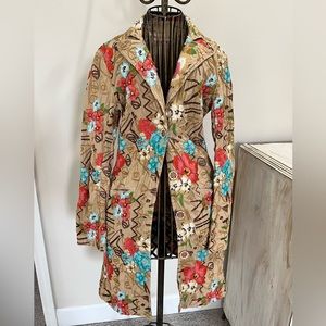 Johnny Was; Size small; Khaki base color with raised embroidery